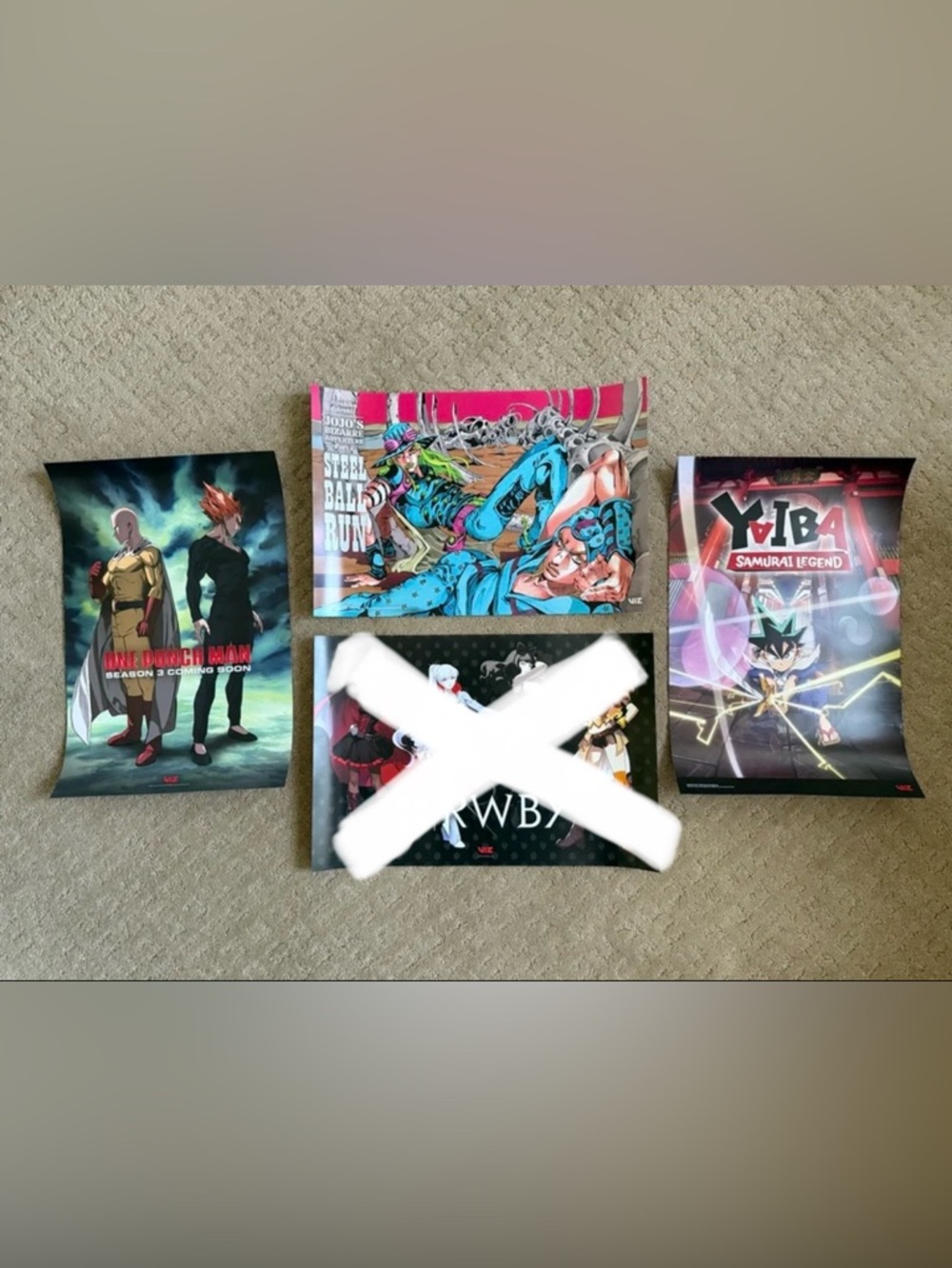 SDCC 2025 (3) VIZ Media Posters - One Punch Man + Jojo's + Yaiba 12” x 18”